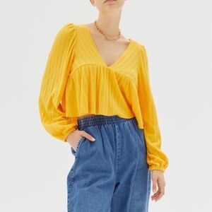 urban outfitts prairie ribbed cropped babydoll top